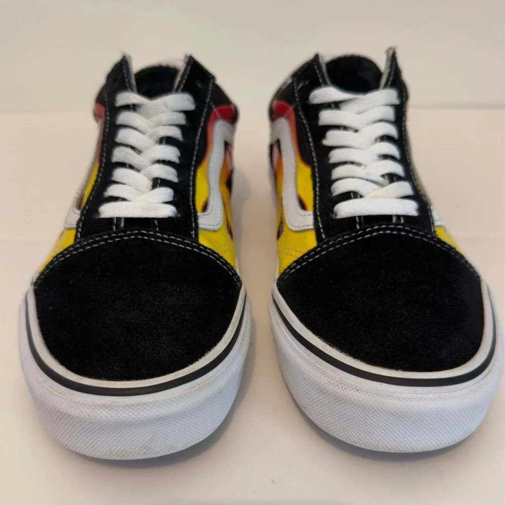 Vans Old Skool Flame Black Yellow Red Sneakers Mens 7.5 Womens 9 500714